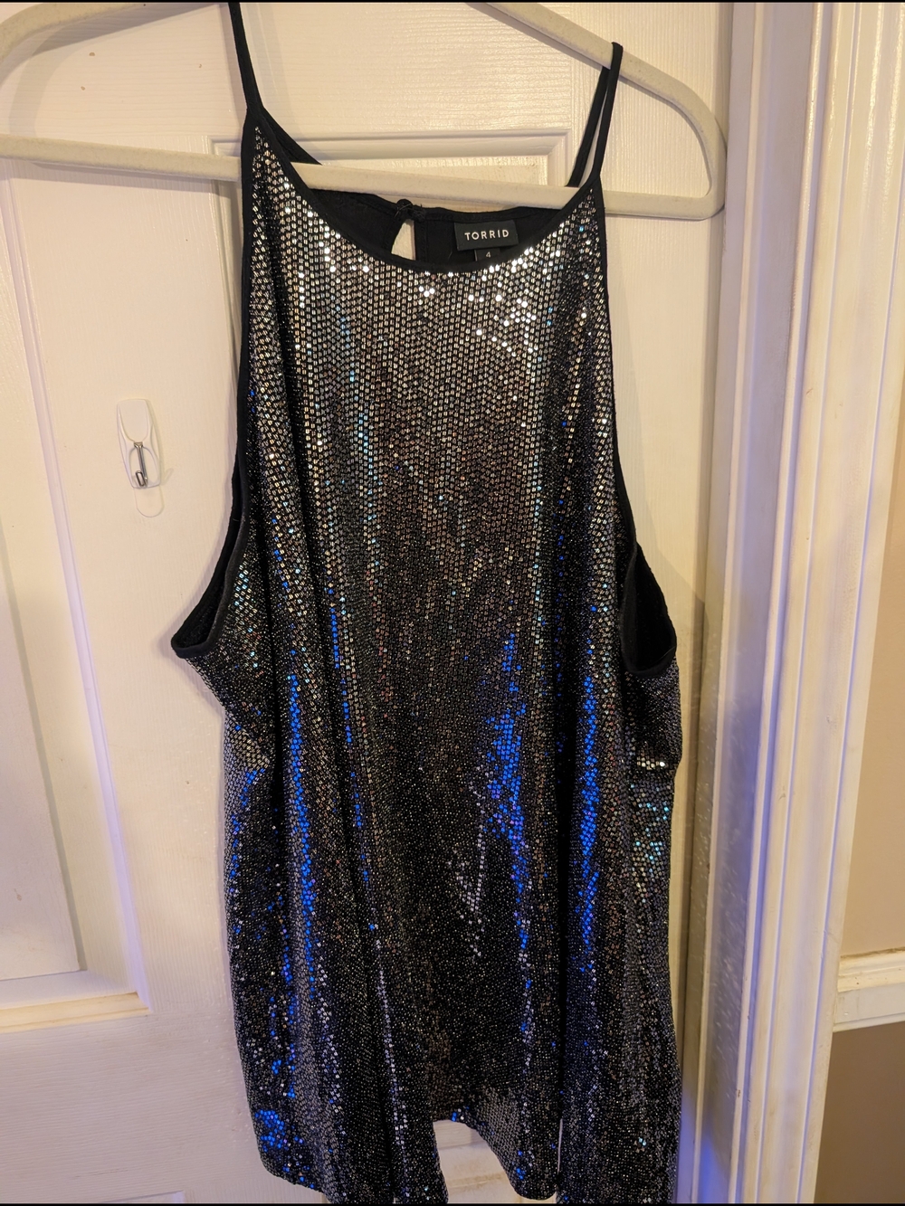torrid Black Silver Sequin Top - Spaghetti Strap